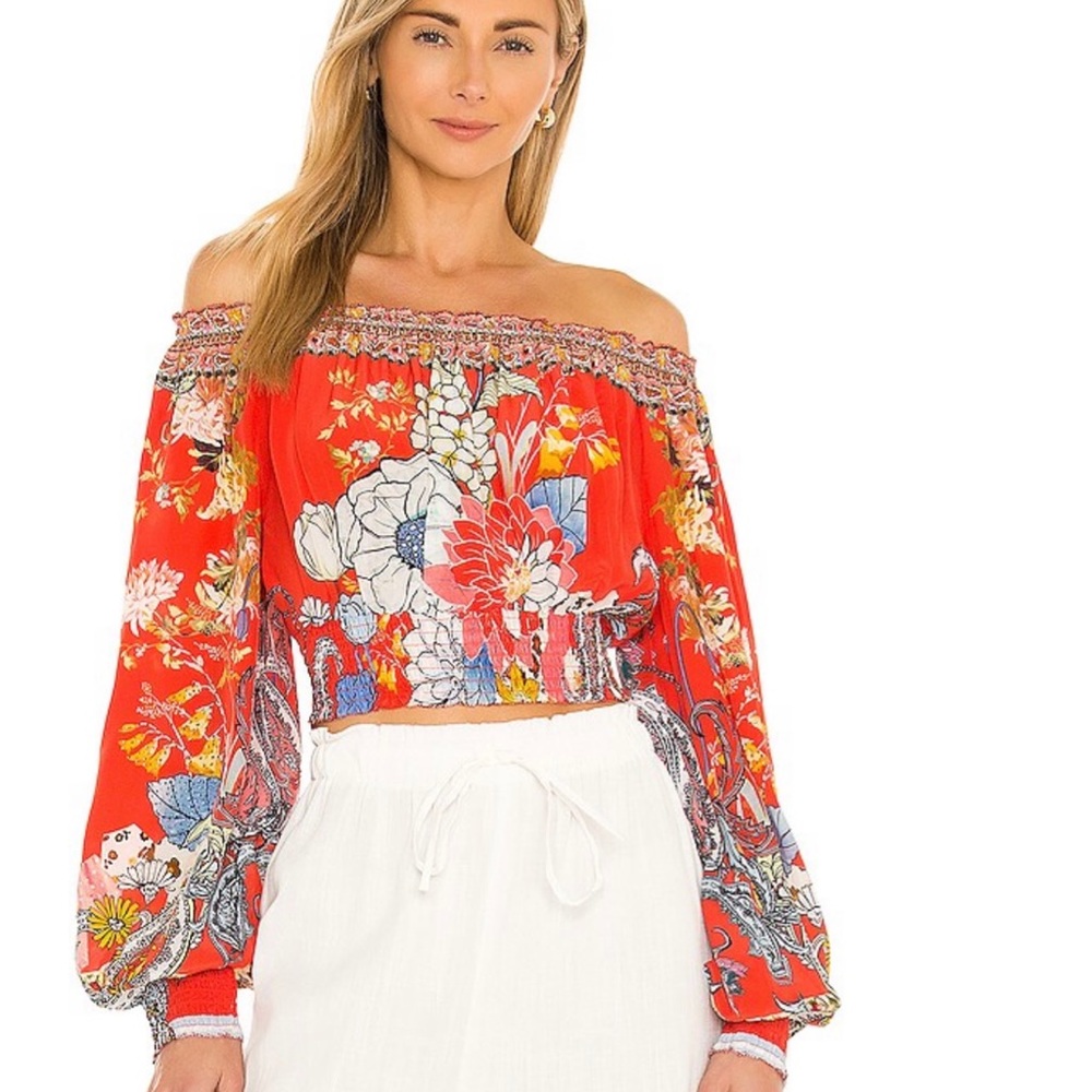 NWT- Camilla- Paisley in Patches Shirred Waist Top- XL